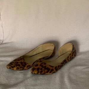 Wild Diva Leopard Print Pointed Toe Flats - Brown/Tan